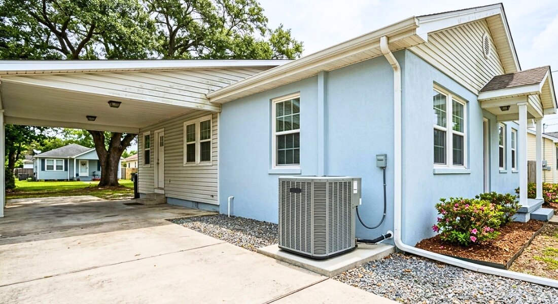 A clean rental home HVAC system prepared for preventive maintenance.