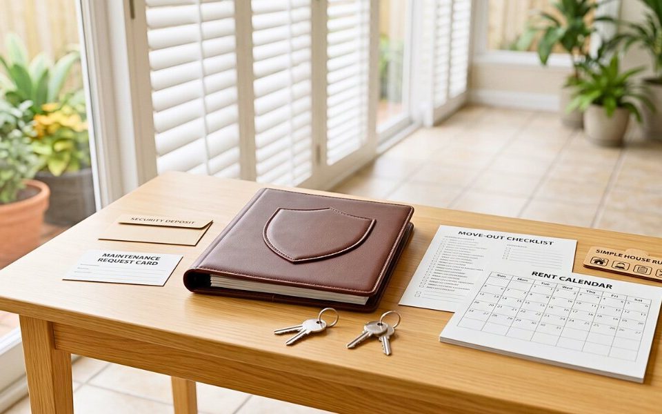 Lease binder and keys show clear rental expectations