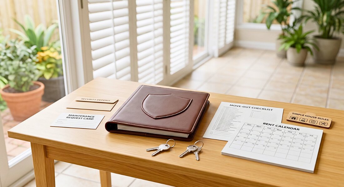 Lease binder and keys show clear rental expectations