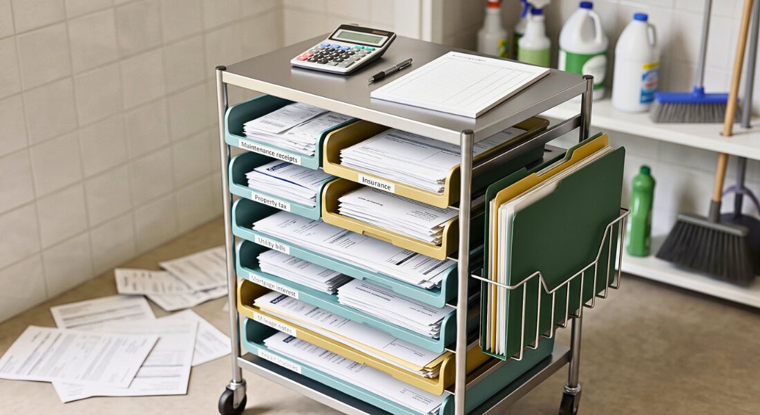 Rental expense organizer shows tax deduction tracking