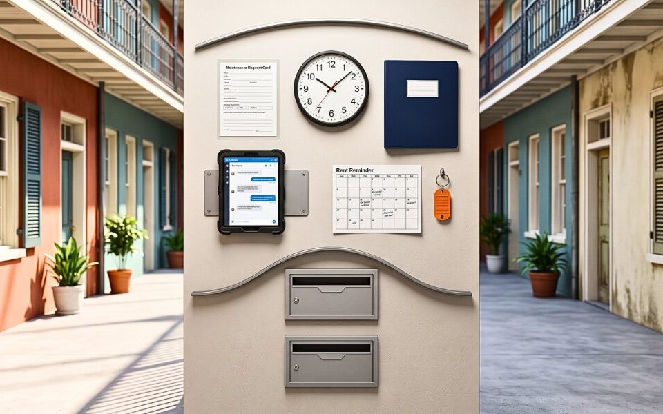 Tenant communication station shows organized rental management