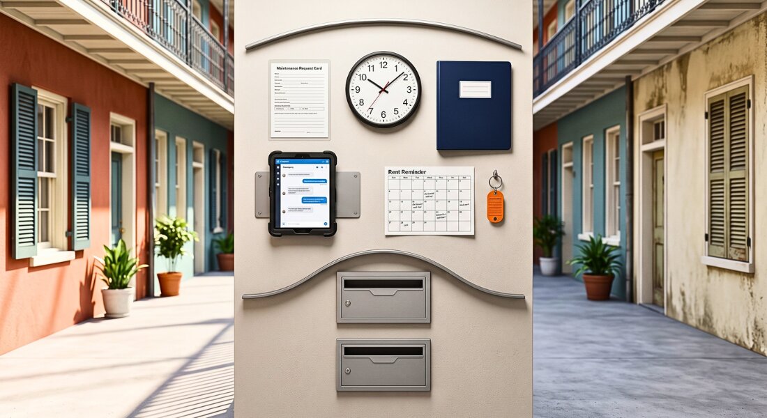 Tenant communication station shows organized rental management