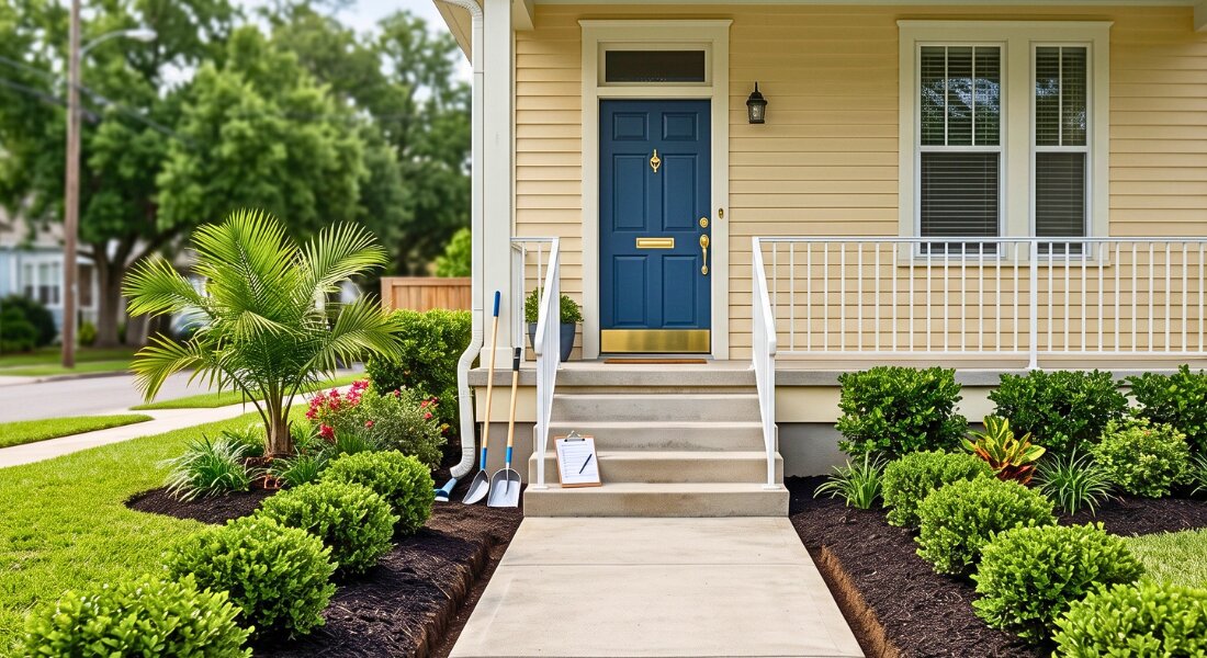 Clean rental exterior shows strong curb appeal maintenance