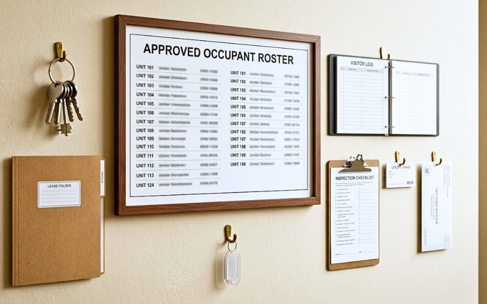 Occupant roster shows lease compliance procedure