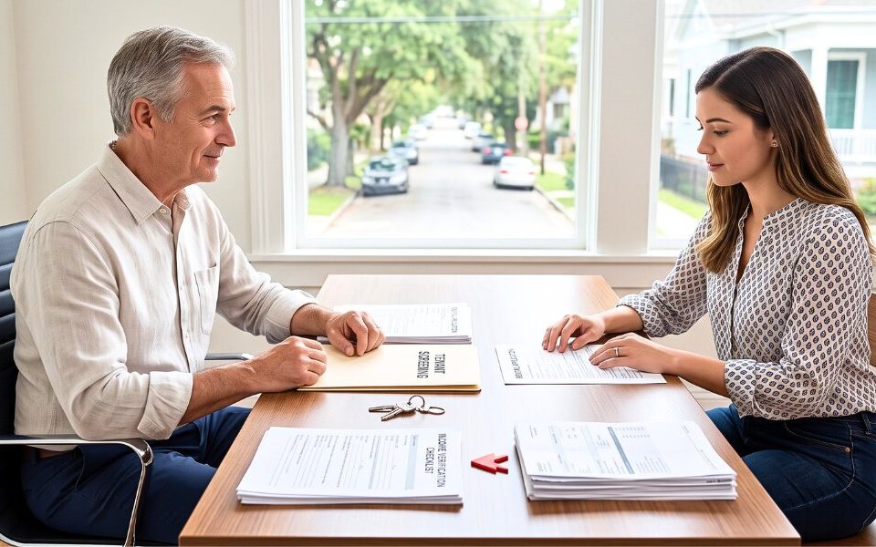 Property owner reviews tenant screening documents carefully