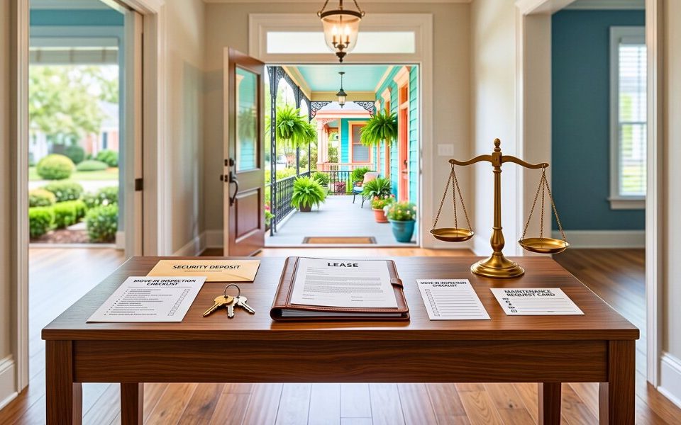 Lease documents and keys show clear rental responsibilities